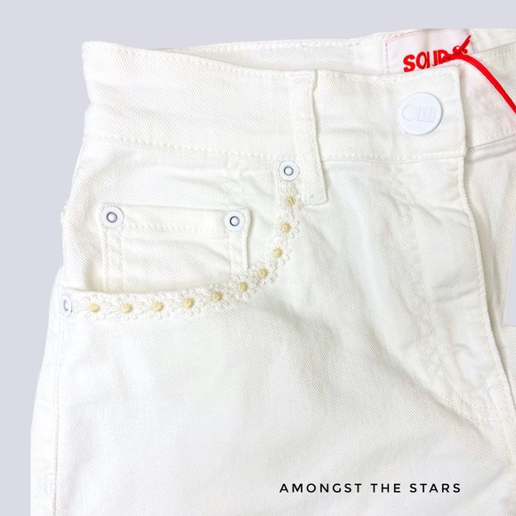 Solid & Striped Daisy Trim High Waisted White Denim Shorts - Picture 8 of 11